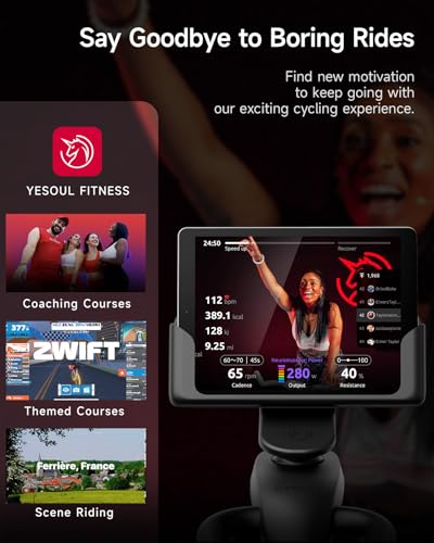 Yesoul Black Exercise Bike for Home,Smart White Cycling Bike Magnetic Stationary Bike, Low Noise Indoor Cycling Bike for Home Gym Electric Stationary Bike with Tablet Mount & Comfortable Seat Cushion for Women Apartment Workout Bike for Fitness