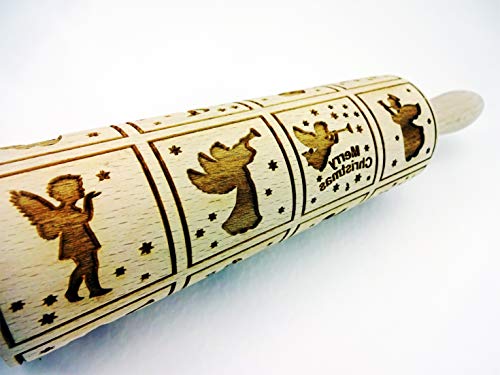 CHRISTMAS GIFTS EMBOSSING ROLLING PIN laser engraved with Christmas symbols CHRISTMAS GINGERBREAD COOKIES