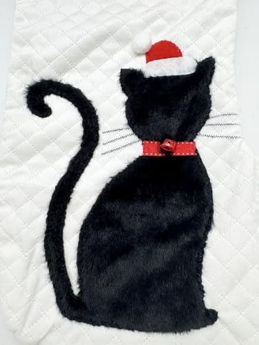 Dog Christmas Stockings Dual-Layer with 3D Black Doggy and White Bone, 20 inch Large Pet Animal Dogs Xmas Stockings for Christmas Family Decorations (Black Dog)