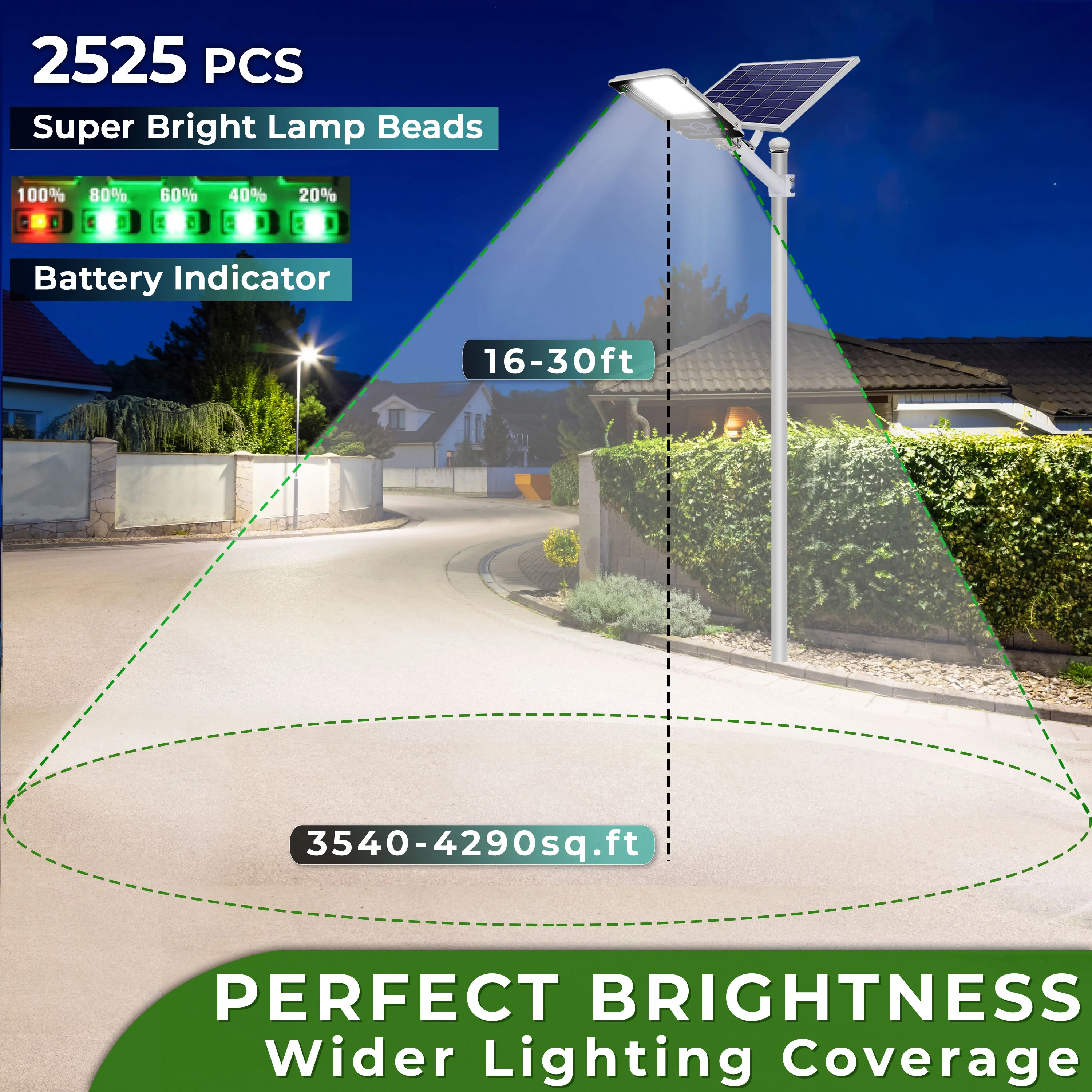 Florida Sky 3400 Watt Solar Street Light Outdoor Waterproof with Remote 230000LM LED Street Light Solar Powered with Pole - Solar Parking Lot Lights Commercial with Motion Sensor - Street Lamp