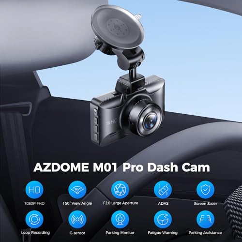 AZDOME M01 Dual Dash Cam Front and Rear with Free 64GB Card, 3