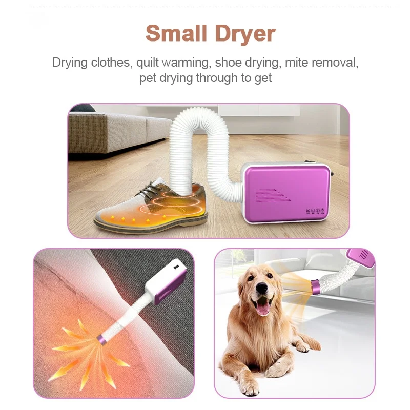 Household Quick Drying Clothes Dryer Small Drying Clothes Dryer Warm Is Dehumidified, Dry Shoes Warm Shoes, Wardrobe Folding pink-Host-cloth EU