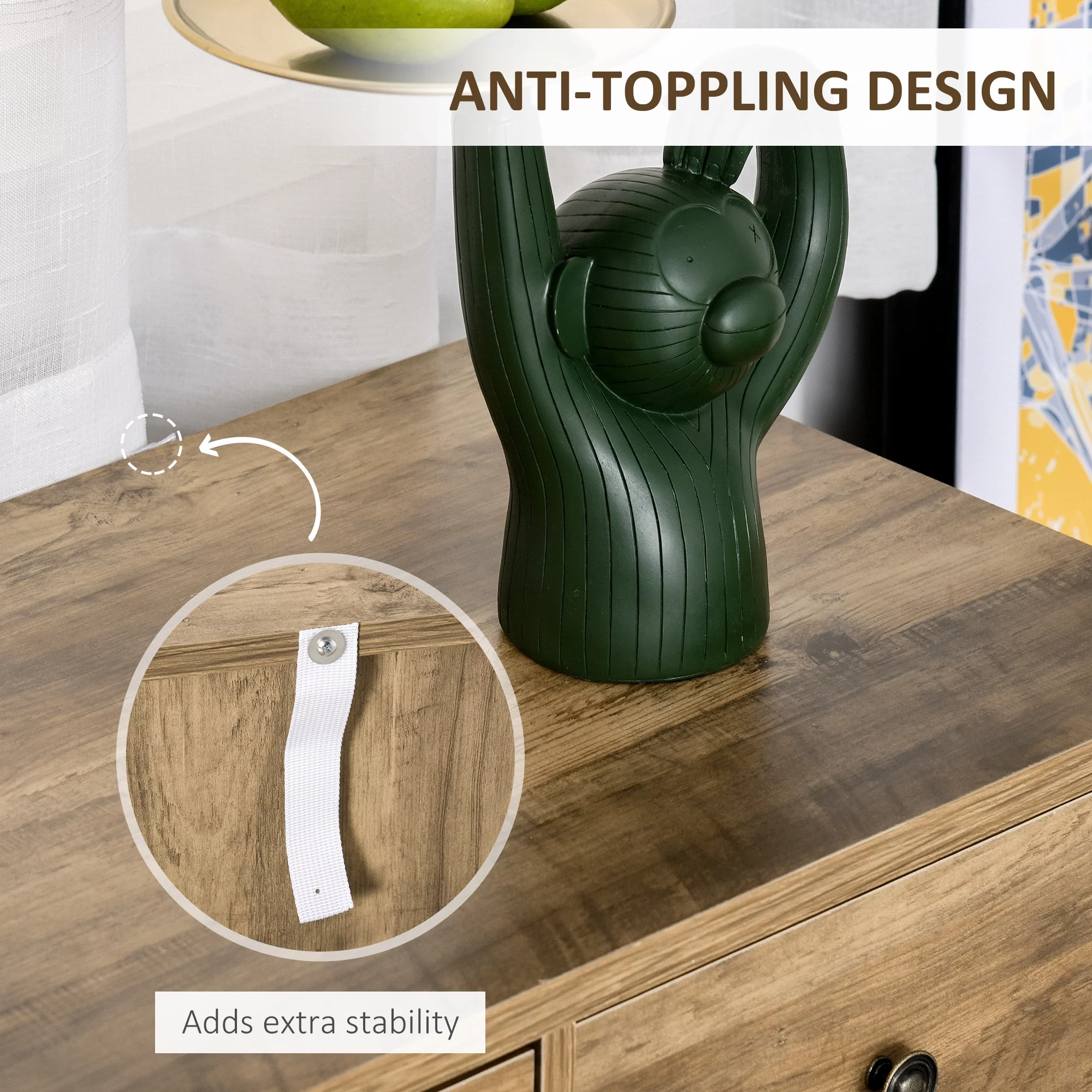 HOMCOM Farmhouse Coffee Bar Cabinet, Wine Cabinet with 3 Drawers, x-Shaped Wine Rack, Rustic Oak Grain