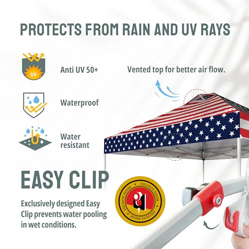 CROWN SHADES 10x10 Pop Up Canopy - Beach Tent with One Push Setup - Easy Outdoor Sun Shade for Events, Parties, Camping - Gazebo with STO-N-Go Cover Bag, Silver Coated Top, White