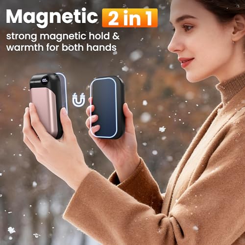 Hand Warmers Rechargeable 2 Pack, 4-Levels 104°F to 131°F Electric Hand Warmers, UL Certified Safe & Real 9Hrs Heating, Portable Pocket Hand Warmer for Women Men Kids, Fishing, Hunting, Golf, Camping