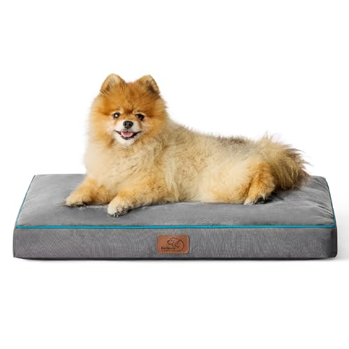 Bedsure Washable Dog Beds Large Sized Dog - 3 Inch Thicken Up to 80lbs Pet Mat Pillows with Removable Washable Cover, Grey