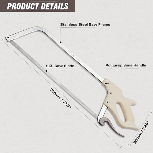 KATA Meat Bone Saw for Butchering: 22-inch Hand Saw Butcher Saw for Meat Bone Cutting - Meat Saw for Butchering at Home with SK5 Blade - Handsaws for Meat Processing, Processed Livestock and Game