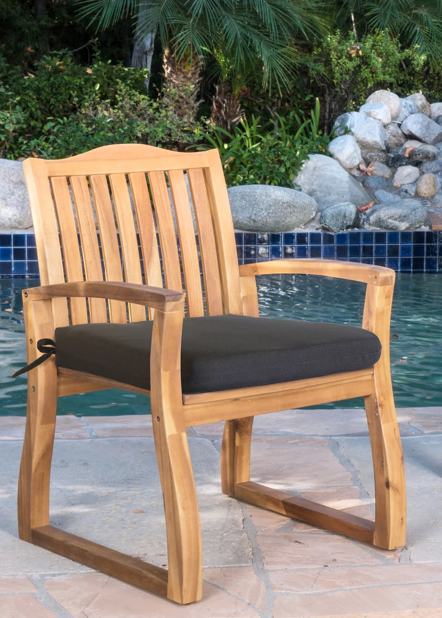 Outdoor Decor Ebony Seat Cushion 18 x 19 in Solid Black