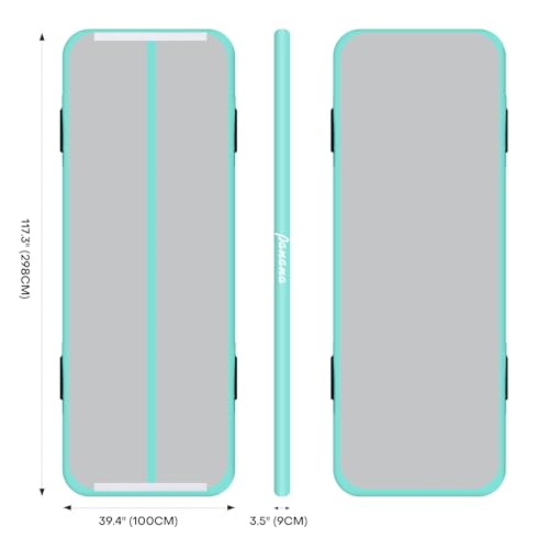 Panana Air Mat, Inflatable Air Gymnastics Mat 10ft Tumble Mats 4 Inch Thickness Air Roller Gymnastics Barrel Back Handspring Trainer/Yoga/Training/Cheerleading/Water Beach Park, Light Green