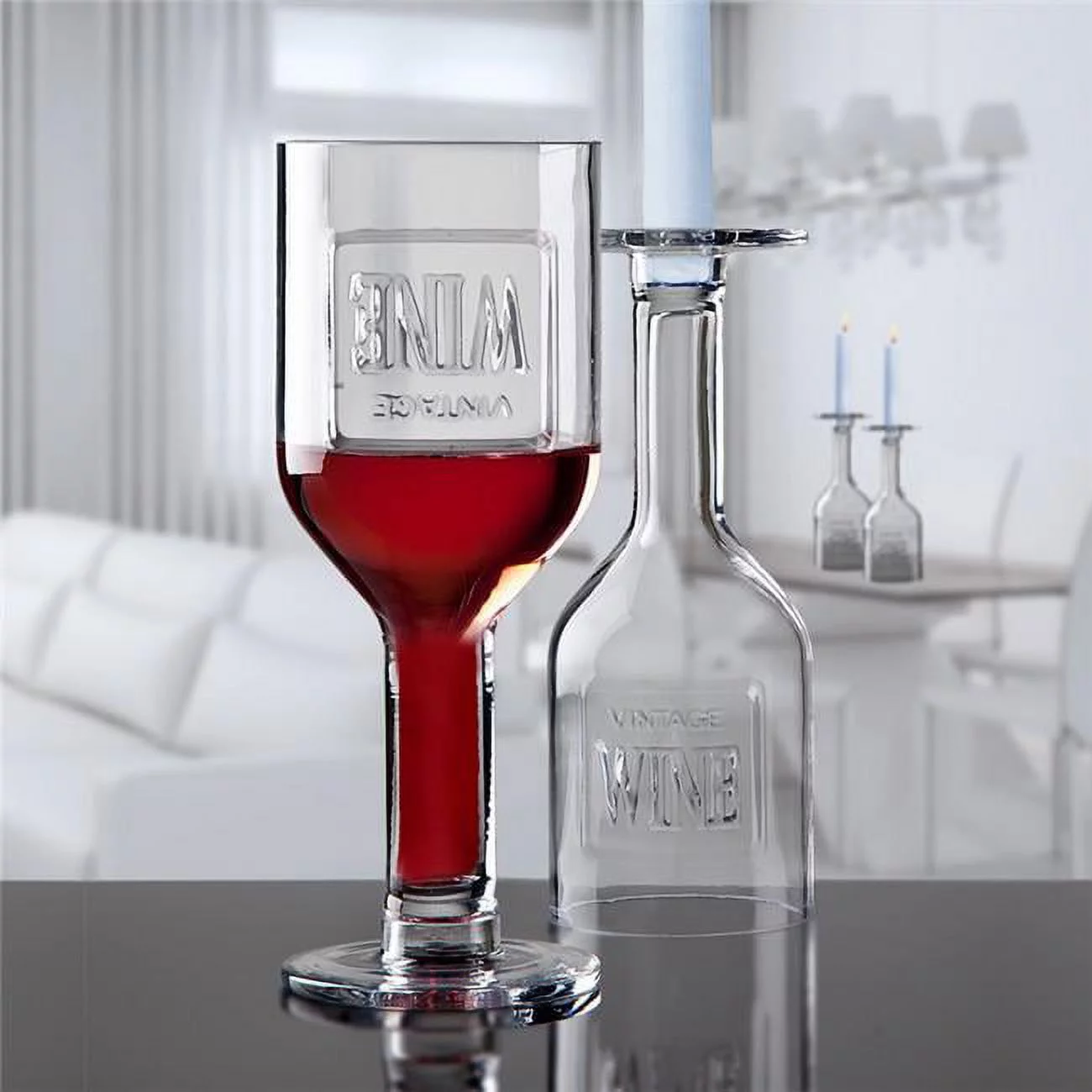 Godinger 45488 9.5 oz Vin De Chandelles Wine Glass Goblets - Pack of 2