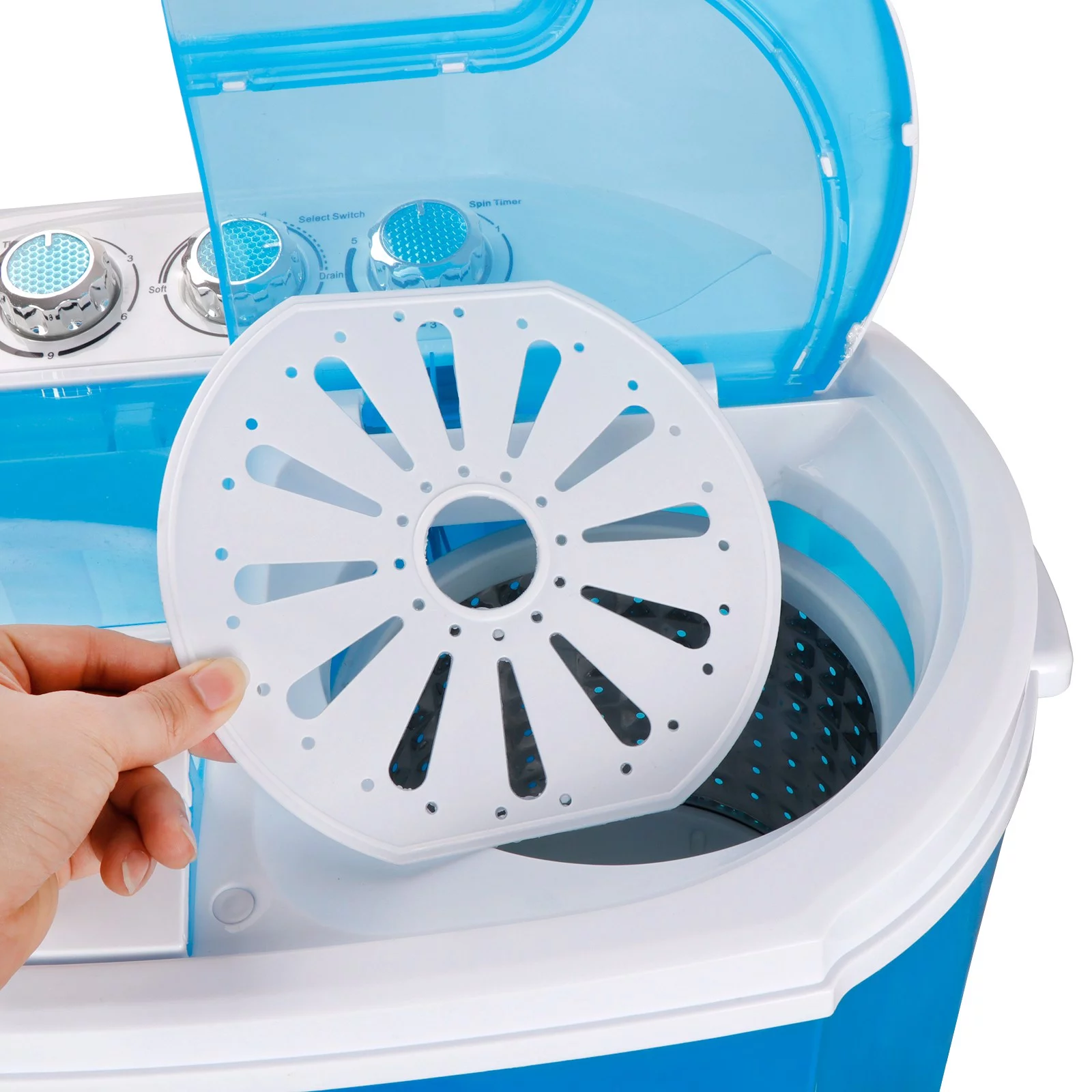 ZENY Portable Washing Machine Mini Twin Tub Washing Machine with Washer & Spinner, Gravity Drain Pump, 9.9lbs Capacity