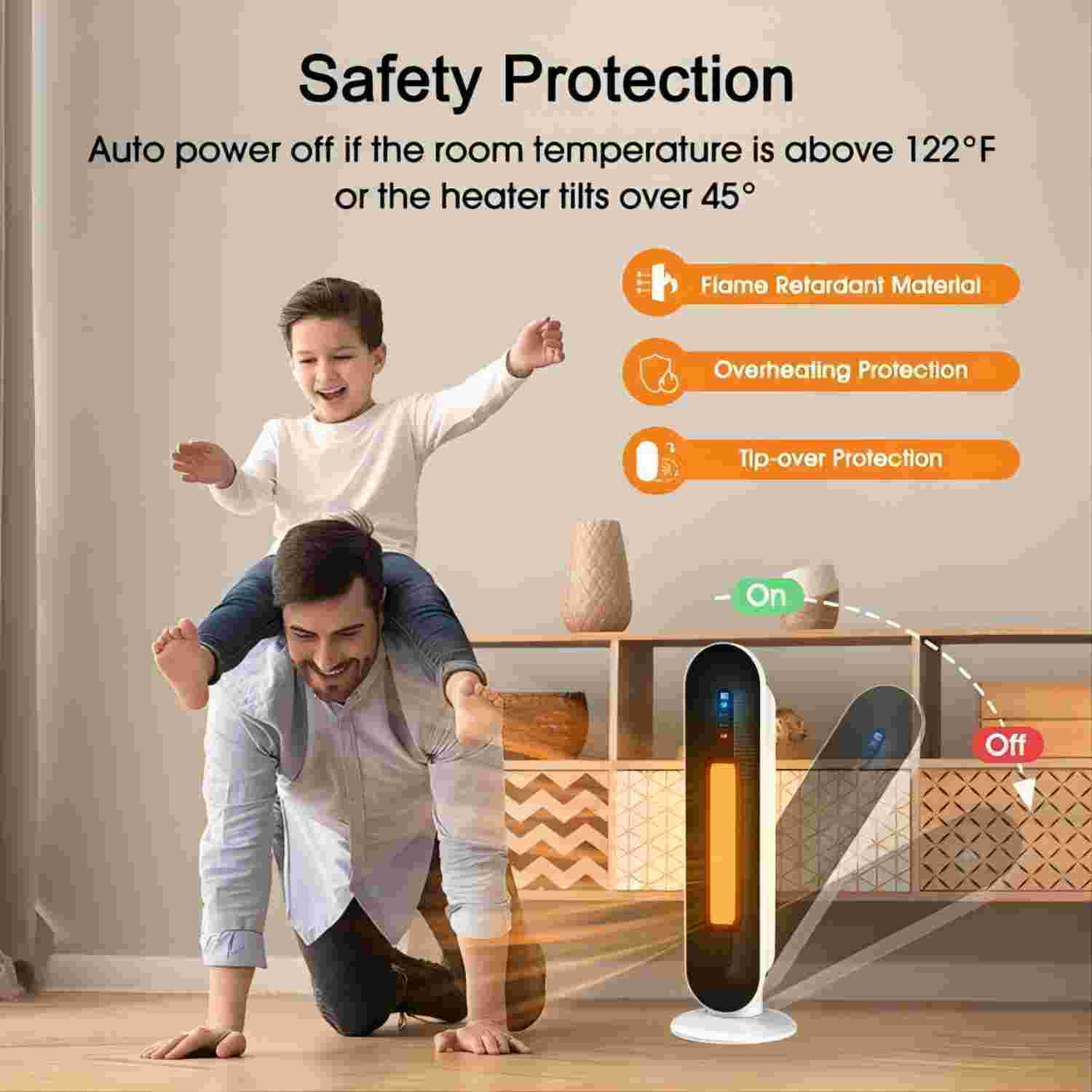 HONGGE 1500W Electric Ceramic Tower Space Heater with Remote, White