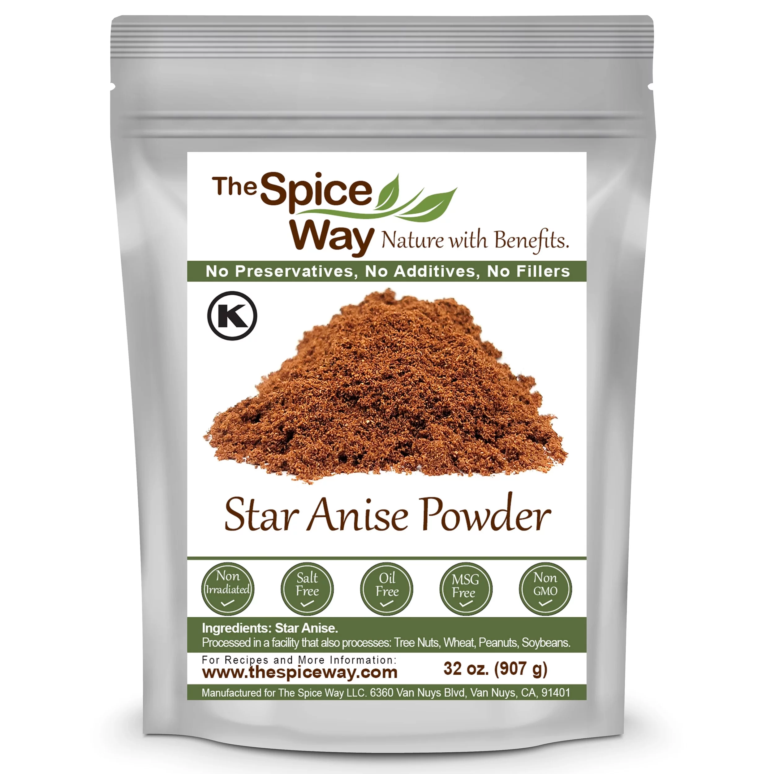 The Spice Way Star Anise Ground – Oriental & Middle Eastern Cuisine – 100% Natural - Resealable Pouch – 32 oz.