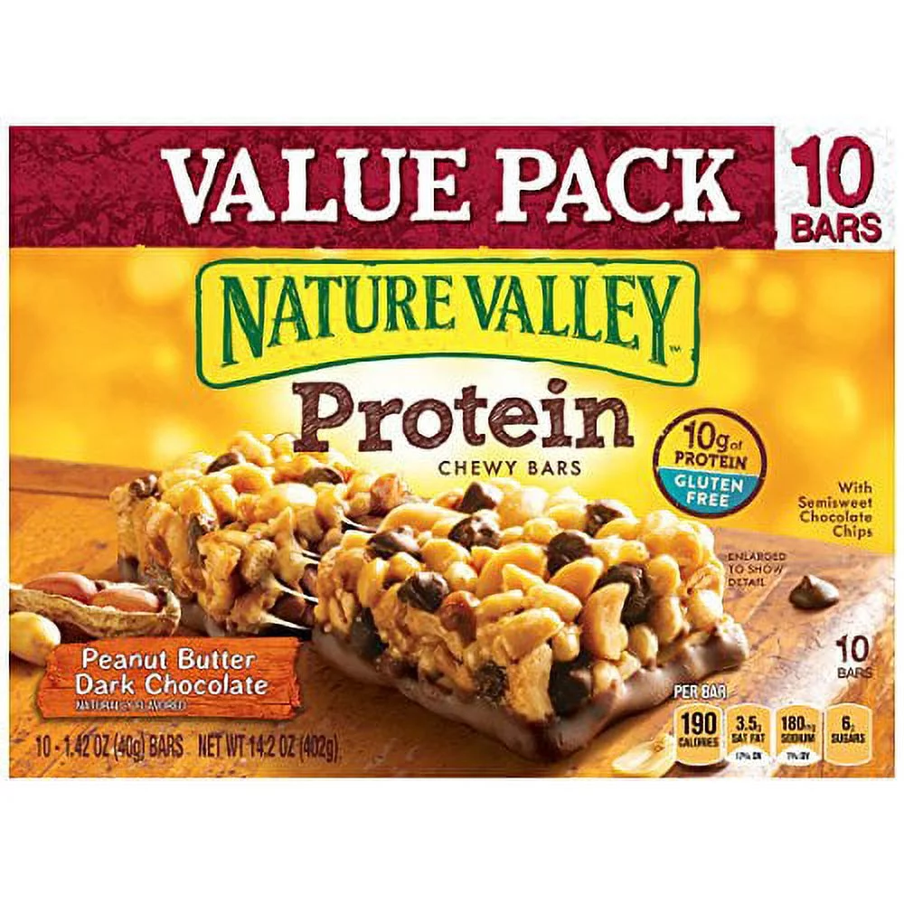 Nature Valley Peanut Butter Dark Chocolate Protein Chewy Bars - 14.2oz (Pack of 2)