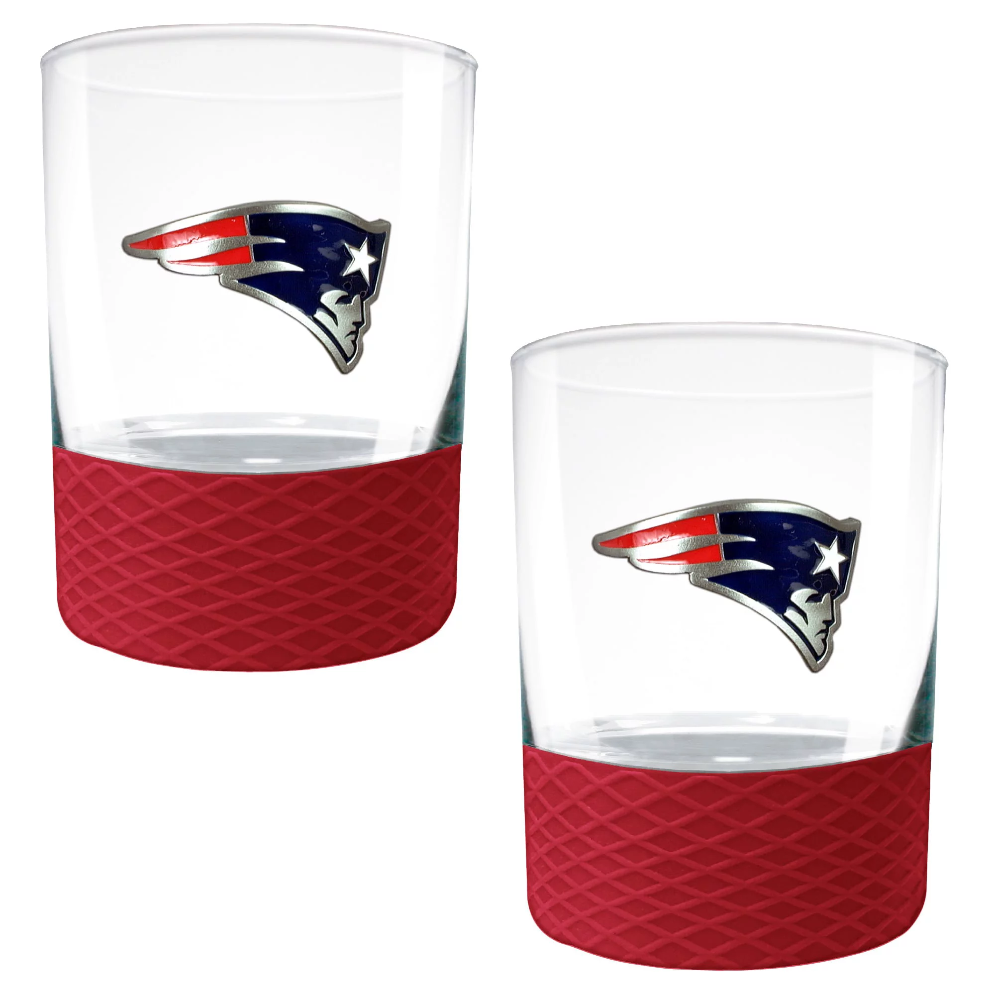 New England Patriots 2-Pack 14oz. Rocks Glass Set with Silcone Grip