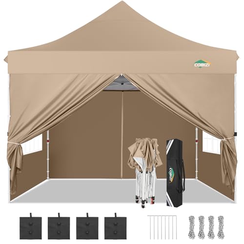 COBIZI 10x30 Pop Up Canopy Tent with 8 Removable Sidewalls, Easy Setup Canopy with Roller Bag & Sandbags，Waterproof and UPF50+ Gazebo Tent, Outdoor Gazebo for BBQ Party Wedding Events Tent, White