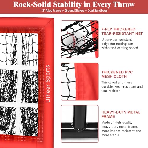 Pitching Net with Strike Zone 9 Hole Baseball Pitching Net Adjustable Height Baseball Target for Throwing, Training EquipmentNet for Practice, Softball Target Nets for Batting