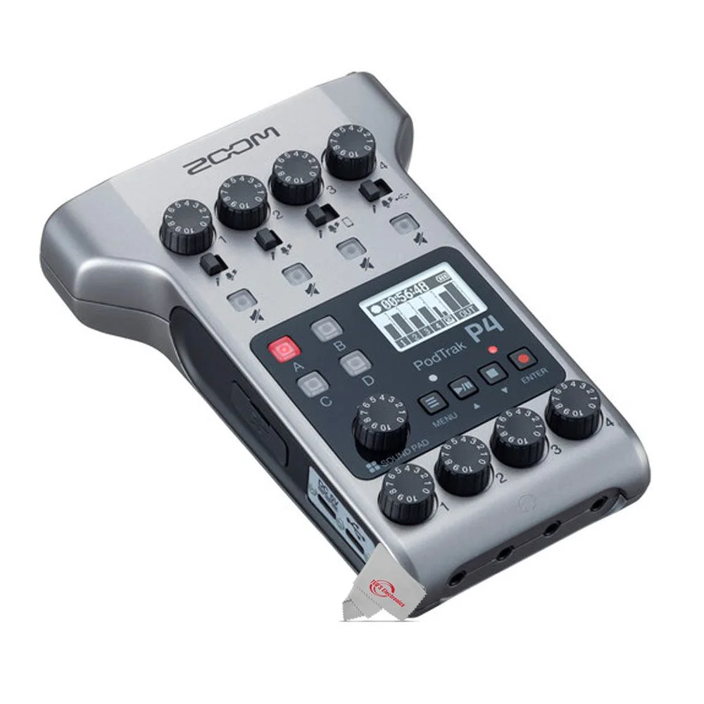 Zoom PodTrak P4 Multitrack Podcast Recorder with Shotgun Microphone Kit