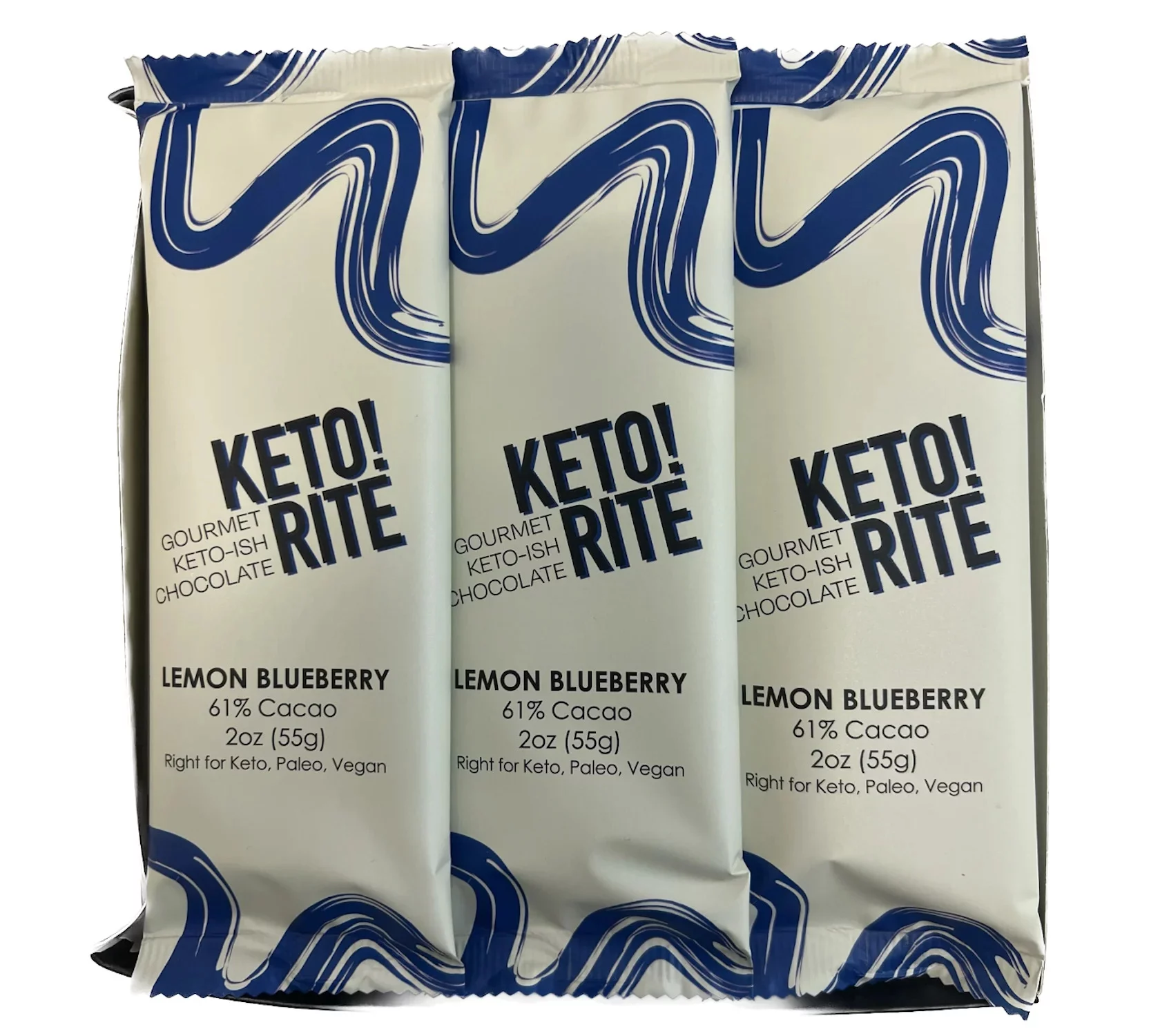 Birmingham Chocolate Keto!Rite Lemon Blueberry Bars, 9 Pack - Sugar-Free, Gluten-Free, Vegan, Non-GMO, Kosher, Keto, Paleo, Gourmet Wellness Snacks, Sustainable, 20oz