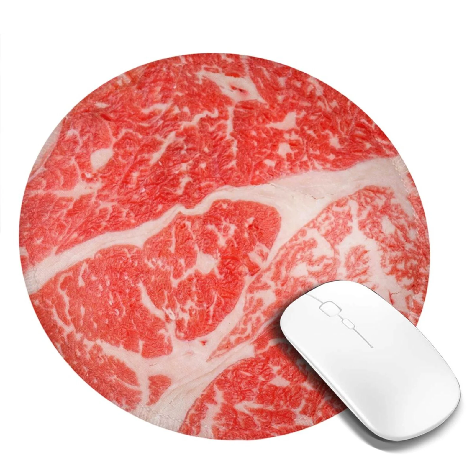 Disketp Beef Steaks Small Mouse Pad 7.9x7.9 Inches,Washable Round Mousepad For Office Laptop Computer,Non-Slip Rubber Base Mouse Pads For Wireless Mouse