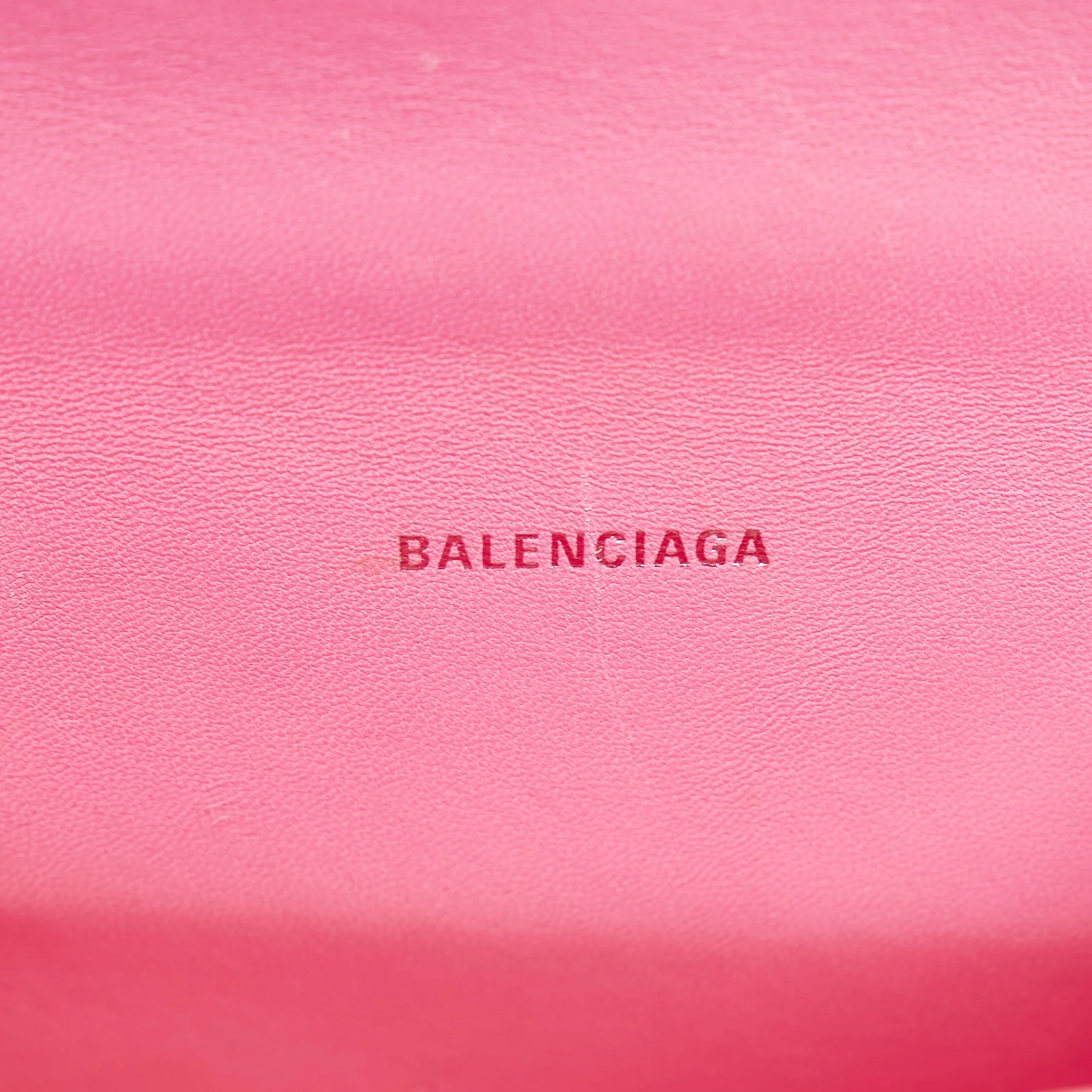 Pre-Owned Authenticated Balenciaga Hourglass XS Calf Leather Pink Satchel Unisex (Good)