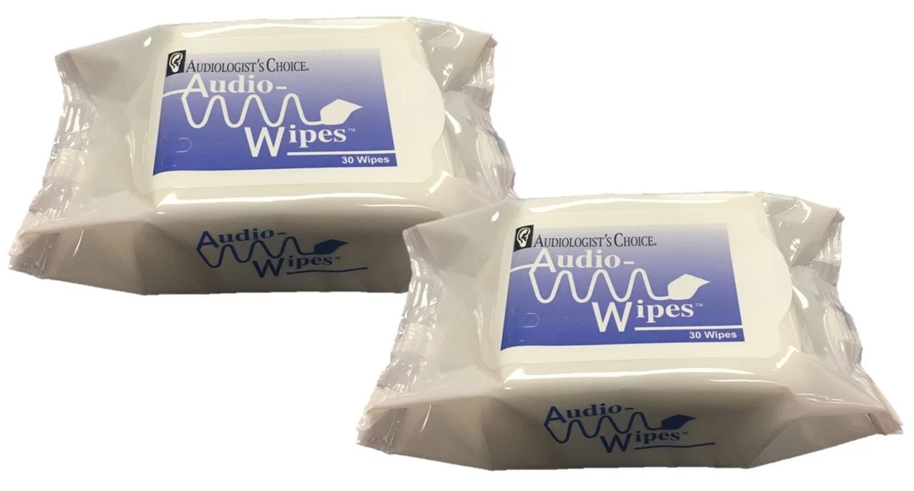 Audiowipes Towelettes Portable Pouch - by Audiologist's Choice (2 Pack)