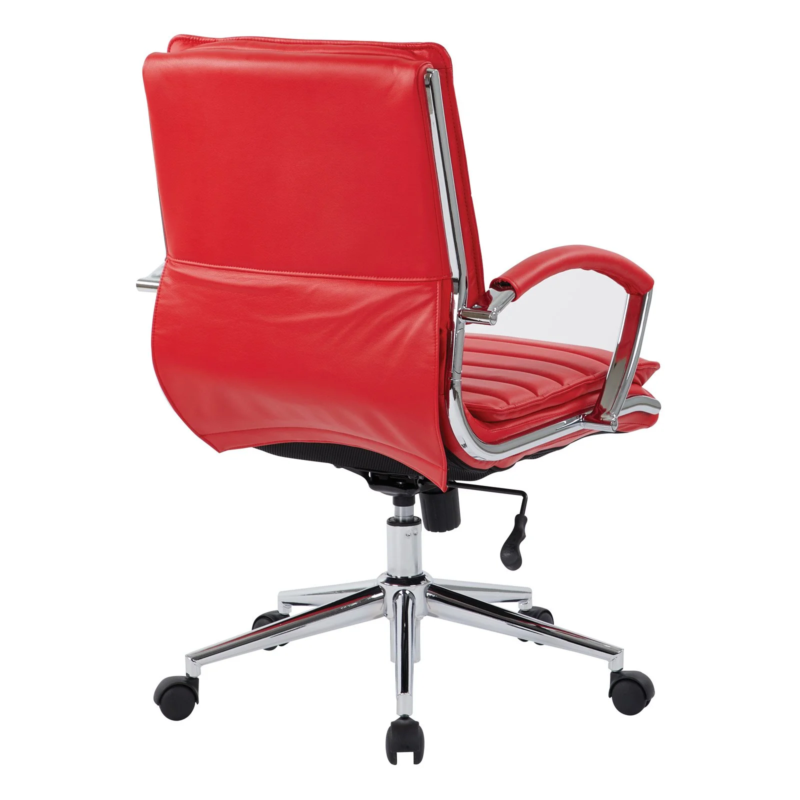 Office Star Products Mid Back Manager's Faux Leather Chair in White with Chrome Base