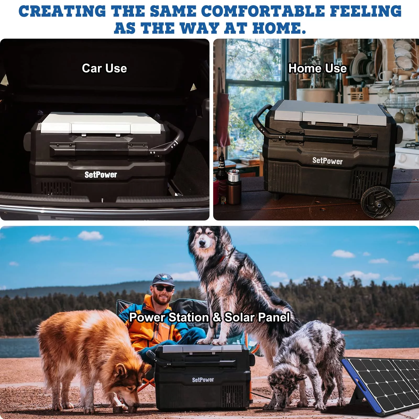 Setpower RV45D PRO Car Refrigerator with Freezer on Wheels, 45QT Flexiable Dual Zone Portable Refrigerator with 3 Year Warranty, 12v Refrigerator for Home, Outdoor, Camping, RV, Truck, Van, DC&AC