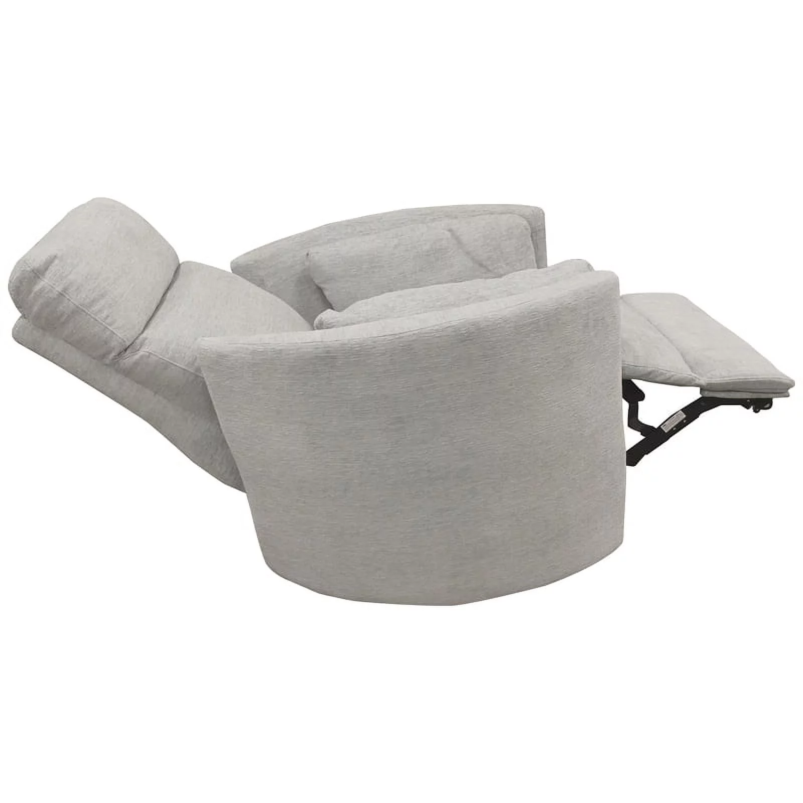 Bowery Hill Polyester Power Swivel Glider Recliner in Mineral White