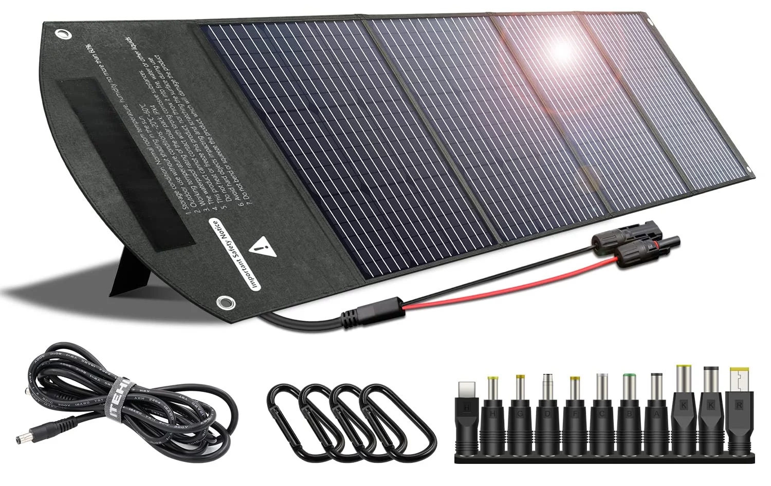 ITEHIL 160 Watt Portable Solar Panel for Power Station, Foldable Monocrystalline Waterproof Solar Charger with Adjustable Kickstand for Outdoor Camping RV Off Grid System