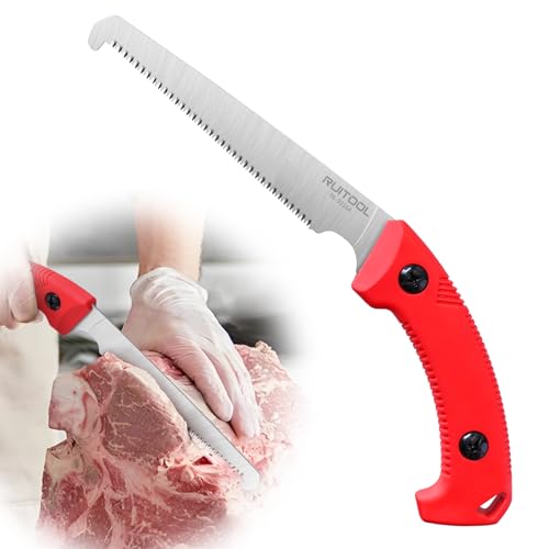 RUITOOL Bone Meat Saw for Hunting and Butchering, Camping Saws for Rib Cutting, Outdoor Portable Hand Saw with Non-Slip Handle, High Carbon Steel 12 TPI Saw Blad with Triple Ground Saw Teeth