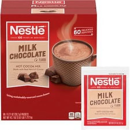 Nestle Hot Cocoa Milk Chocolate Single-Serve Hot Chocolate Packets - Cocoa, Chocolate - 0.71 oz - 60 / Box | Bundle of 5