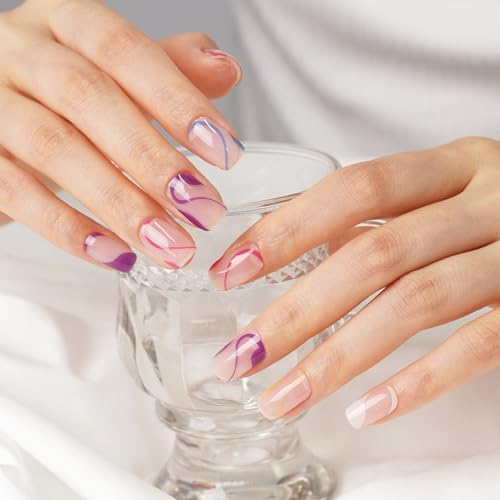 DANNI & TONI Semi Cured Gel Nail Strips Christmas Santa Claus Snowflakes Cat Eye Gel Nail Wraps 28 Stickers | Mistletoe Meow