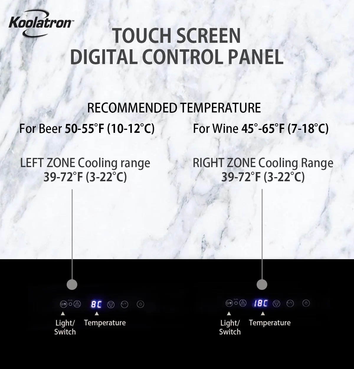 Koolatron 18 Bottles and 56 Cans Built-In Under-Counter 24 Inch Dual Zone Wine Cooler and Beverage Fridge