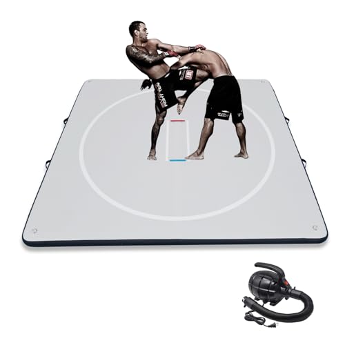 Inflatable Wrestling Mat for Adults/Kids - Thicken PVC Grappling Mat with Air Pump, Portable MMA/BJJ/Judo/Gymnastics Training Mat (5FT/10FT)