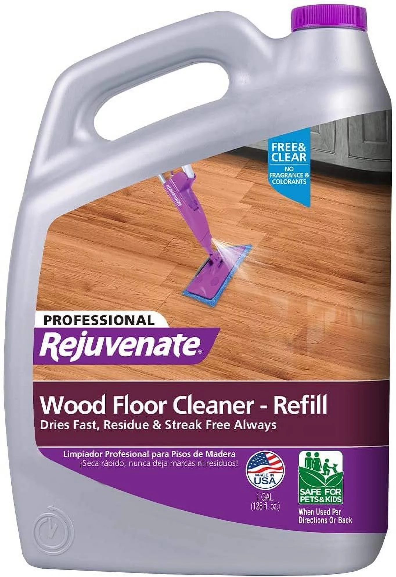 Rejuvenate High-Performance Professional Hardwood Floor Cleaner Streak-Free Formula Eliminates The Toughest Dirt and Grime with Little Effort 128oz