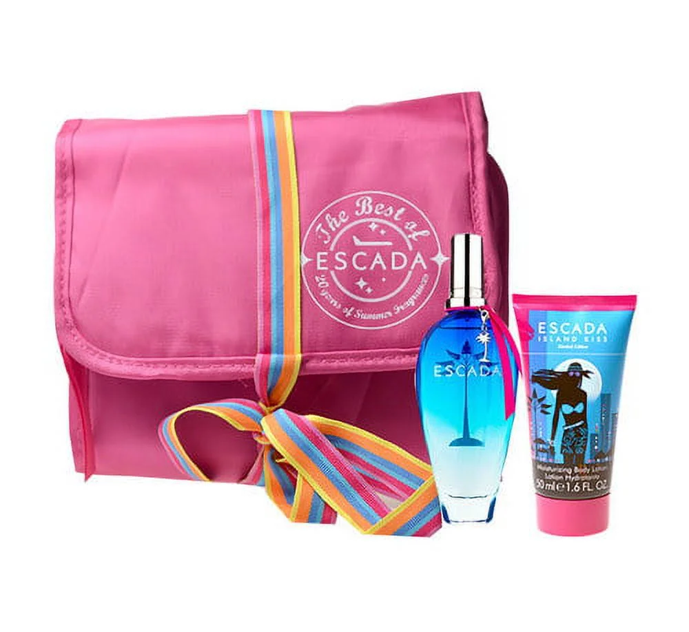 Island Kiss Ltd By Escada For Women's 3Pcs SetEau De Toilette 1.6 Fl Oz 50 MlBdy Lotion 1.6 Fl Oz 50 MlBeauty Pouch