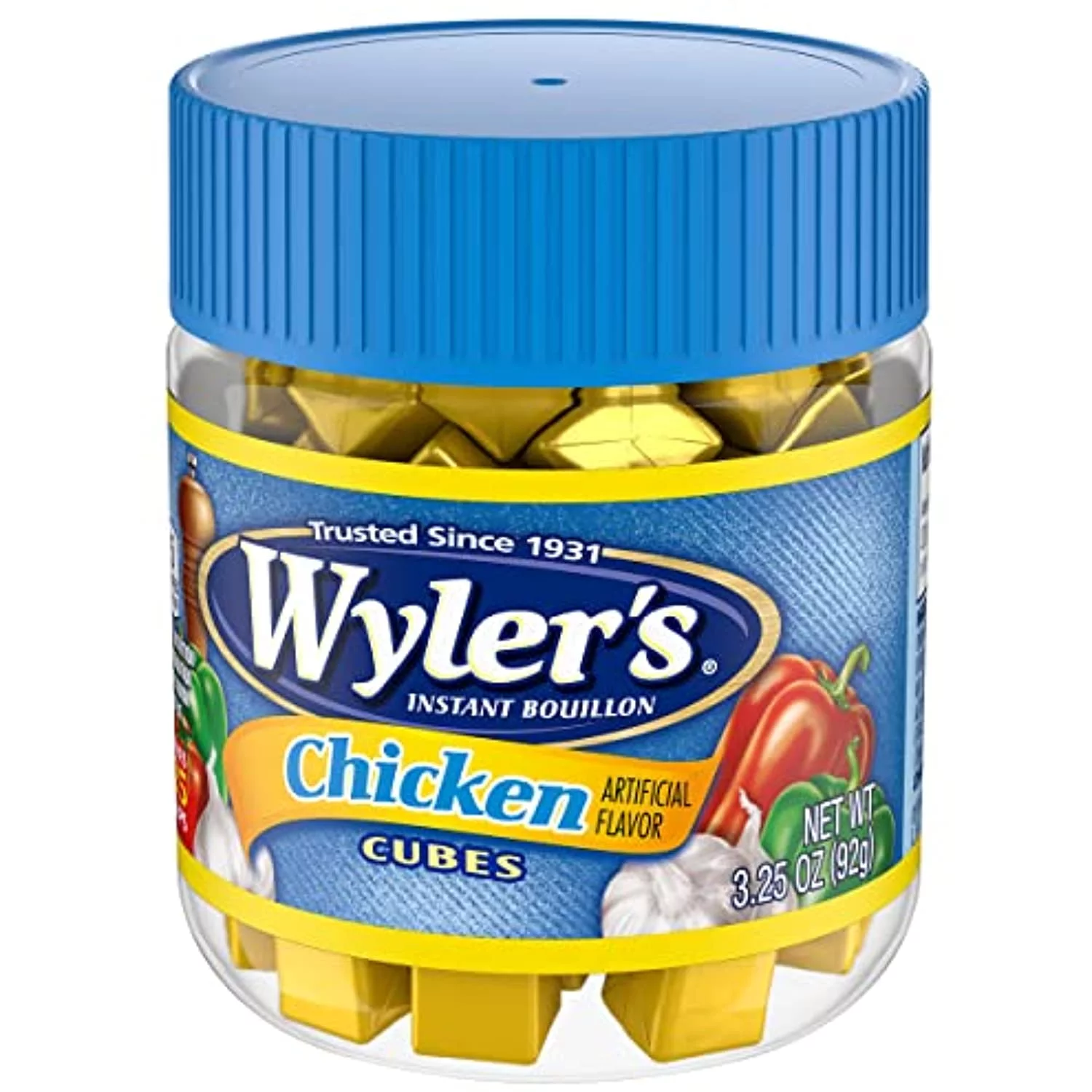 Wylers Chicken Instant Bouillon Cubes Jar, 3.25 Oz, Pack Of 8