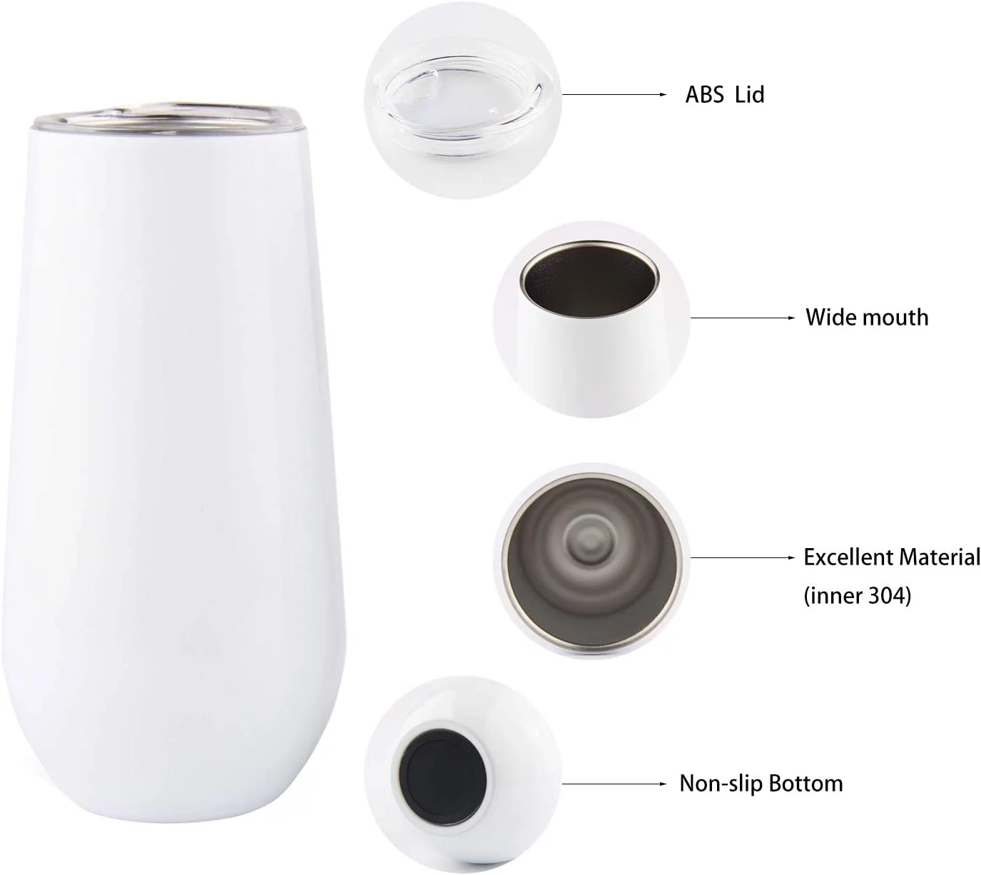 Sivaphe Champagne Toasting Flutes Stainless Steel Insulated 6 Ounce Set of 2 Little Cocktail Cups