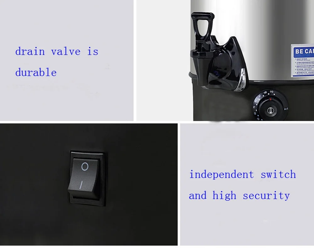 TECHTONGDA Hot Water Dispenser Commercial Home Stainless Steel Kettle Silver 19.6L