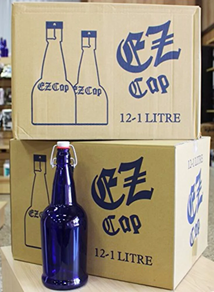 32 oz. EZ Cap Cobalt Blue Glass Beer Bottles-2PK
