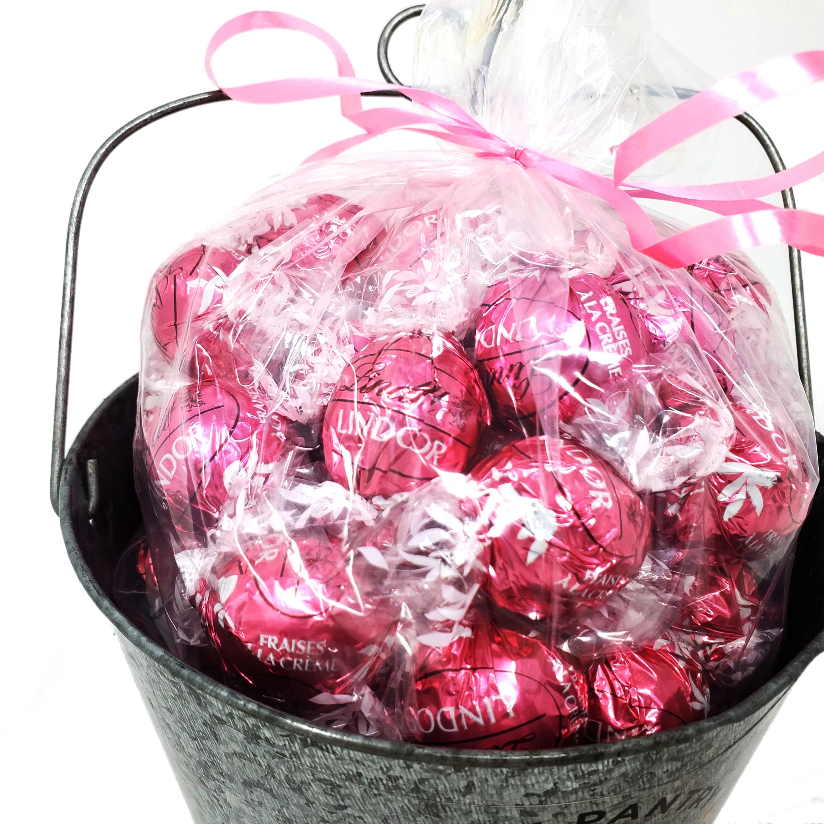 Decorative Planter with 2 lbs Lindt Lindor Candy Truffles Gift Set - Strawberry Cream approx 75 pcs