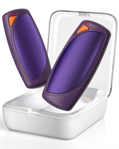 Hand Warmers Rechargeable with Charge Case, 2 Packs 14,000mAh Electric Hand Warmer Battery Powered Dual Sided Reusable Long Battery Life Portable Pocket Heater Gifts for Men Women Golf, Hunting Gear