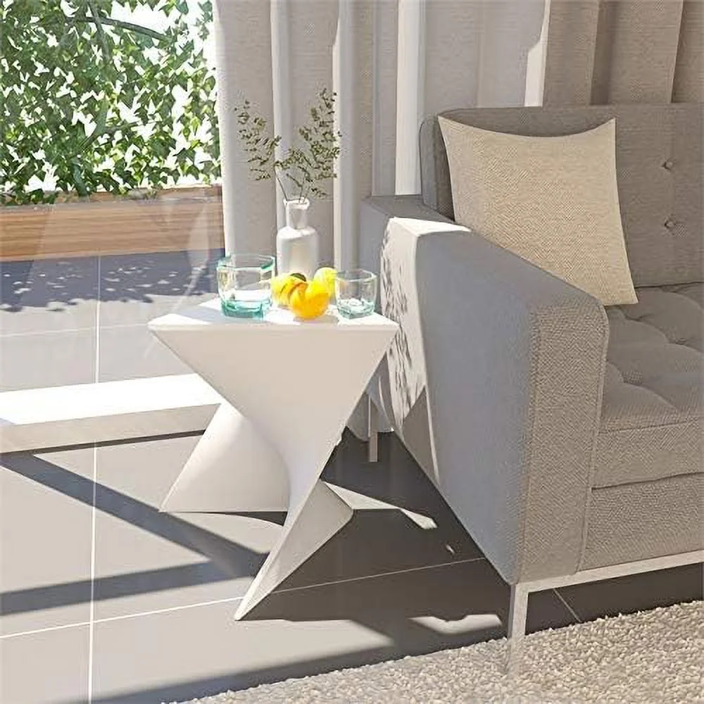Modern Plastic Triangle End Table In White - Set Of 2