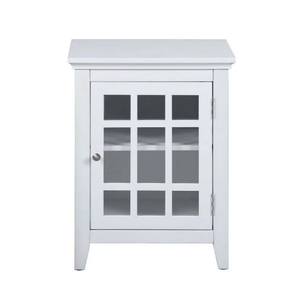 Bedroom Small Bedside Table/Night Stand With Open Door Storage Compartments, White