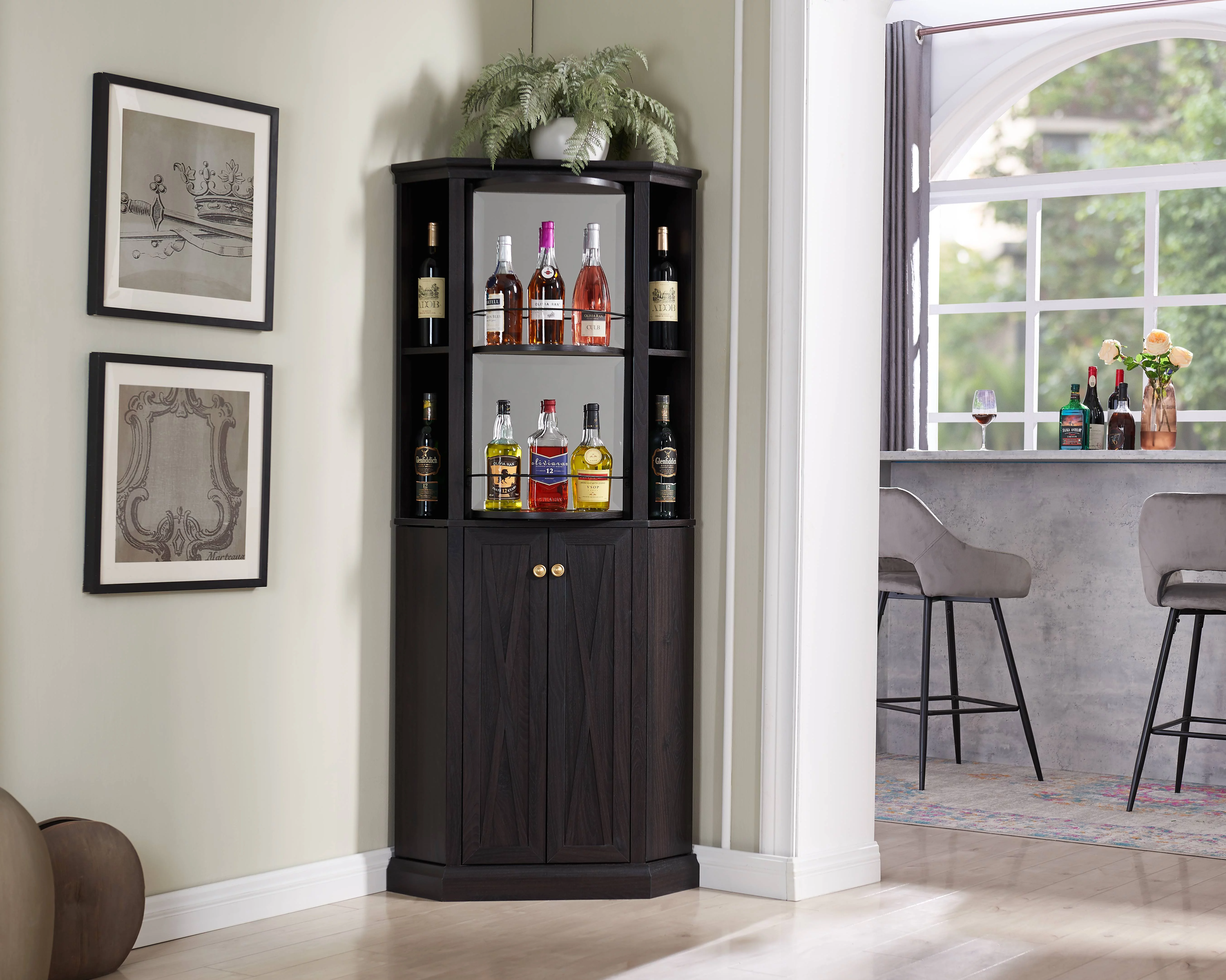 Gramercy Way Jill Zarin Home Corner Bar Cabinet Black