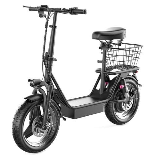 AZHAR Electric Scooter Adults, Electric Scooter with Seat, 500W Motor, Up to 25 MPH and 20/30 Miles Long Range, 36V 13A/48V 15A Battery, 14