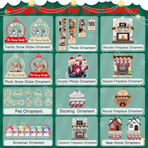 Personalized Photo Christmas Ornament Custom Wooden Ornaments with Name Picture Customized Family Ornaments for Christmas Tree Hanging Decoration Gift