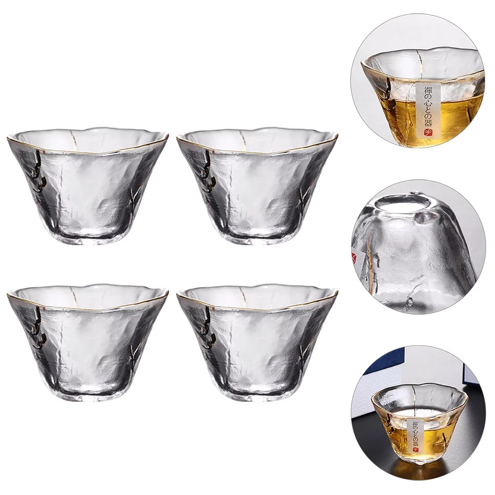 OUNONA 4pcs Japanese-Style Sake Cups Drinking Cups Tea Cups Universal Glass Cups