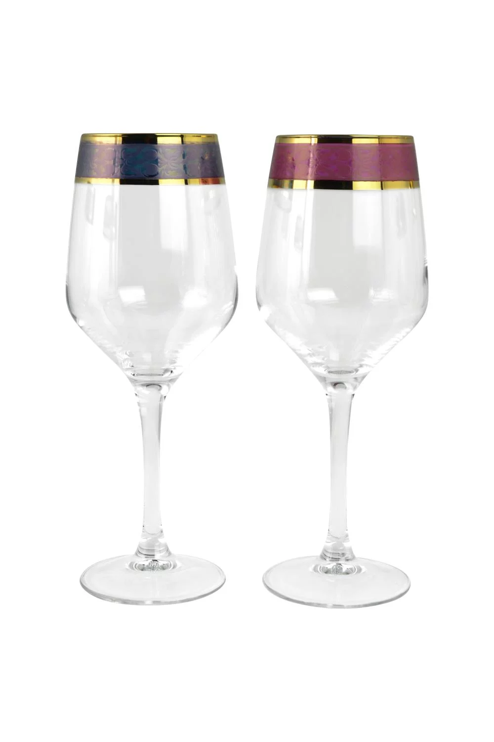 Three Star Import & Export GS7705 8.75 in. Wine Glass with Gold & 6 Colors Set, 6 Piece